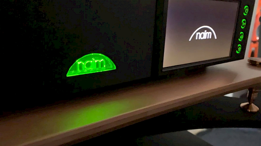 close up of the logo and screen on naim supernait 3